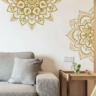 HGDESIGN® Wandtattoo Wandaufkleber Mandala Blau Schwarz (BxH) 78x40cm Wohnzimmer Schlafzimmer Wandsticker Wandbild Boho Style Flur Yoga Wanddeko (B)