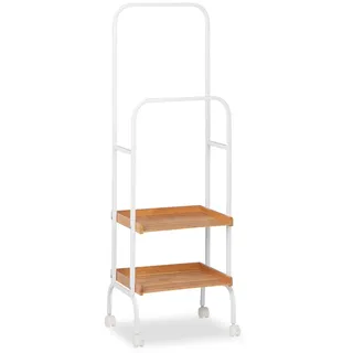 Relaxdays Herrendiener auf Rollen 129 x 42 x 32 cm Weiß