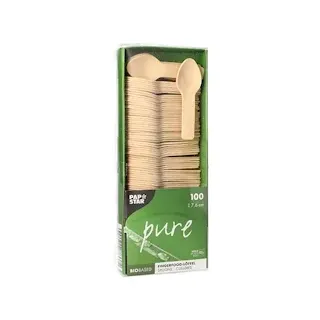 Papstar Fingerfood Löffel, Holz "pure" 7,6 cm