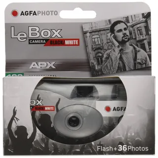 AGFA Photo 601026 - Appareil Photo Jetable LeBox Black&White, 27 Photos, Objectif Optique 31 mm - Gris