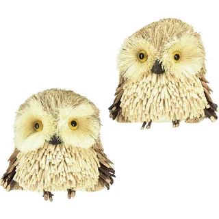 Eulen Deko Figuren Herbst mit Zapfen 12,5×10×10cm 2St - Handgefertigte