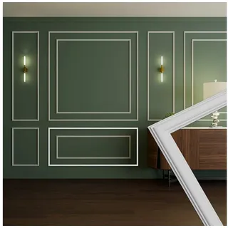 HEXIM Stuckleisten Wandrahmen Sets HDPS weiß - Auswahl an Größen für Wand, Decke, Bilder & Spiegel - Für elegante Kassettenoptik und dekorative Wandgestaltung (RM16-D 140X60CM)