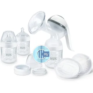 NUK Nature Sense Handmilchpumpe | Still-Set mit Handmilchpumpe, Babyflaschen & Ultra Dry Comfort Stilleinlagen | 6-teilig