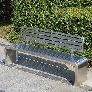 YCYHXJB Sitzbank Outdoor aus Edelstahl, Gartenbank Wetterfest mit Lattenrückenlehne, Gartenbank Metall für Garten, Rasen und Wege(140x40x80cm/55x16x31in)