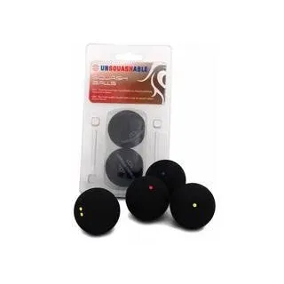UNSQUASHABLE Squashball, schwarz, langsam, 2er Blister