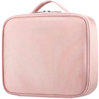 Make up Organizer Kosmetiktasche, Kosmetikkoffer Reise Cosmetic Organizer Schminktasche für Damen und Mädche, Tragbare Kosmetik Organizer mit Verstellbarem Fach (Hell-Pink, S)