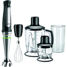 BRAUN MultiQuick 7 MQ 7045X, leistungsstarker Pürierstab mit Zubehör-Set, Stabmixer Premium Schwarz/Edelstahl (1000 Watt, 1.25 Liter Standmixer, 350 ml Kompaktzerkleinerer, 600 Mix- und Messbecher)
