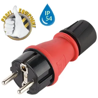 Maxtrack NV 48 L Schutzkontaktstecker Kunststoff Schwarz/Rot IP54