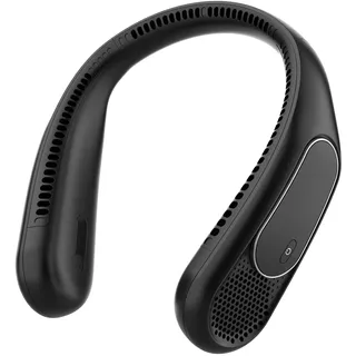 Dnenellr Nackenventilator, Nackenventilator 6000mAh Wiederaufladbarer Bladeless, 4 Geschwindigkeitsstufen Tragbarer USB ventilator hals, Geschenkideen für Männer, Frauen (Schwarz)