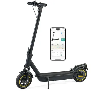 Faltbarer Elektroroller für Erwachsene, 10" Luftbereifung, 4 Stoßdämpfer, maximale Reichweite 45 Kilometer, steuerbar per App