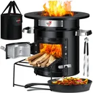 KESSER® Raketenofen Inkl. Grillpfanne aus Gusseisen mit Tragetasche, Dutch Oven BBQ Rakete Holzofen Camping Campingkocher Campinggrill, Edelstahl