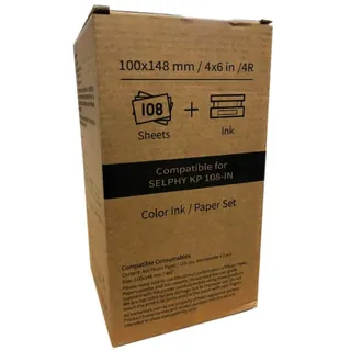 Hiti Patrone und Papier für Canon Selphy CP1200 CP1300 CP1000 CP910 CP900, 100 x 148 mm/3 Ribbon + 108 Blatt Fotopapier, 1, 4 Farben