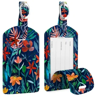 Fintie Kofferanhänger APPB011-AEU mit Adressschild Kunstleder, Dschungelnacht, [2 Stück]