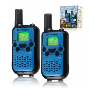 Bresser Junior 8811400 - Walkie Talkie 2er-Set, Funkgeräte mit hoher Reichweite bis zu 6km, Frei-Hand-Funktion und integrierter Taschenlampe, Blau/Schwarz, STEM