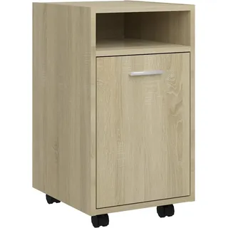 vidaXL Beistellschrank mit Rollen Rollcontainer Bürocontainer Büroschrank Standschrank Schreibtischcontainer Sonoma-Eiche 33x38x60cm Holzwerkstoff