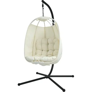 Svita Nelly Hängesessel mit Gestell klappbar Hängestuhl Hängesitz Hängekorb Beige