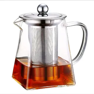 BAIYA Teekanne Glas,Glas Teebereiter Mit Edelstahl Sieb Und Deckel,Gläsernes Teeei Für Schwarzen Tee Grüner Tee Fruchttee (750ML)