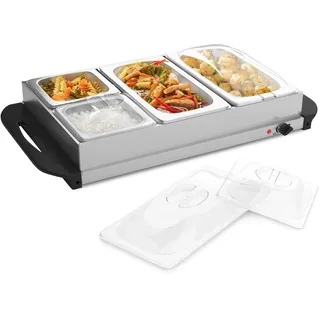 None Jago® Buffetwärmer - elektrisch, mit Heizplattenfunktion, Temperaturregler, Edelstahl - Warmhaltegerät, Speisewärmer, Warmhalteplatte, Warmhaltebehälter