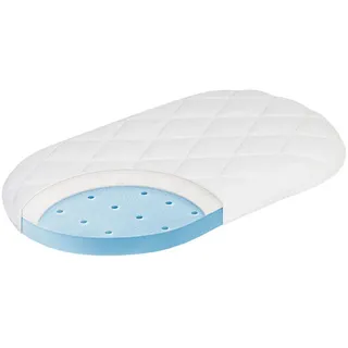 Julius Zöllner Kindermatratze, Weiß, Textil, oval, 47x78 cm, Lga, Hohenstein, Made in Germany, Oeko-Tex® Standard 100, Bezug abnehmbar/waschbar, für Hausstauballergiker geeignet, klimatisierte Belüftungskanäle, optimale Belüftung, atmungsaktiv, schadstoffgeprüft, bessere Druckentlastung durch Noppenstruktur, alternative Größen erhältlich, Wendematratze, Schlafzimmer, Matratzen Shop, Matratzen, Jugend- & Kindermatratzen