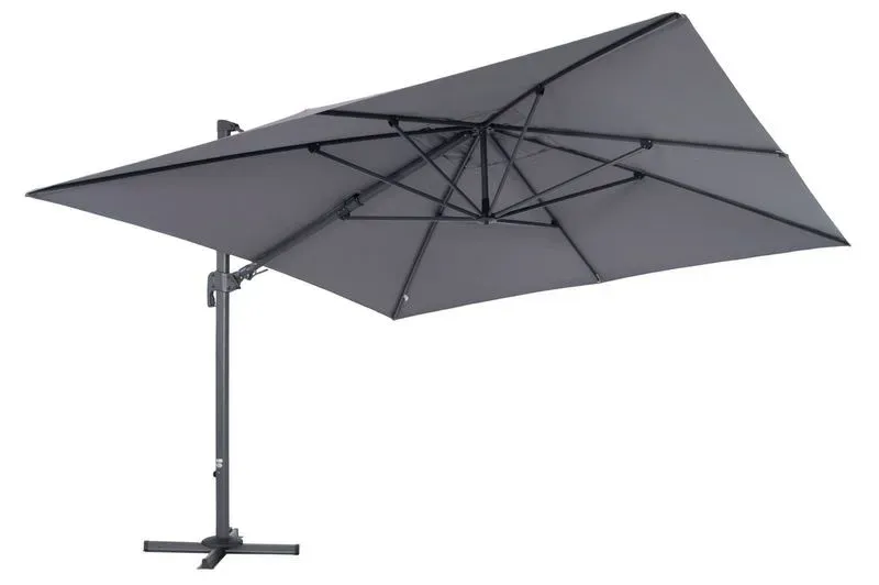 OUTFLEXX Sydney Ampelschirm, anthrazit/grau, Alu/Polyester, 350 x 350 cm, inkl. Plattenständer