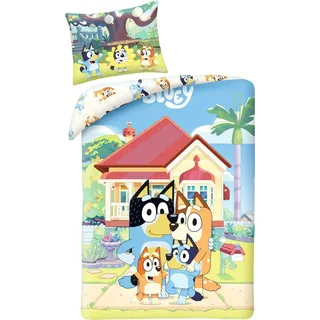 MTOnlinehandel Babybettwäsche Bluey 100x135 · 40x60 cm · Bunt/Weiß/Blau