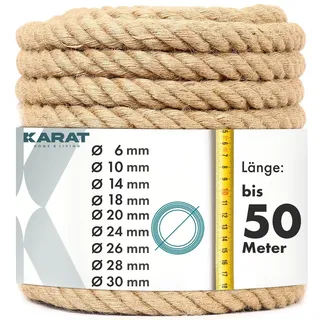 KARAT Juteseil Kletterseil 10m 30mm Dicke Juteschnur, Tau Seil aus 100% Natur Jute extra Starke Juteband Schnur, Kordel Garn für Sport, Garten Dekoration, Bastelarbeiten Kratzbaum