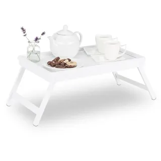 Relaxdays Betttablett weiß 64,0 x 31,0 cm