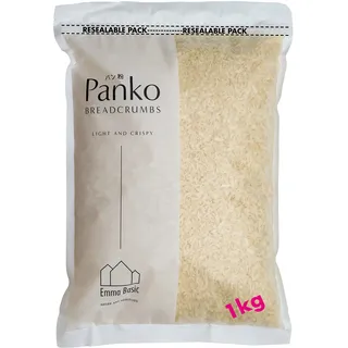 Emma Basic - Panko Paniermehl 10 mm Super Premium 1kg Beutel, Lange Nadel -Form, Weniger ölig, Extra knusprig, Japanischer Stil, Kein Palmöl, keine Zusatzstoffe