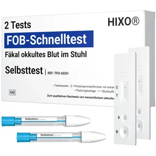 2x Darmkrebs Selbsttest – Stuhltest auf okkultes Blut (FOB-Test) – Früherkennung für Darmgesundheit & Magen-Darm-Probleme – Ergebnis in 5 Minuten – Zuhause durchführbar