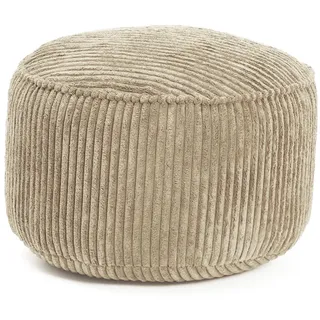 Lumaland Sitzsack Pouf aus Cord | Kompakter 50L Gaming Pouf mit 3-in-1-Funktion: bequemer Hocker, praktisches Tischchen & stylischer Indoor Fußschemel | Ø 25 x 45 cm [Beige]