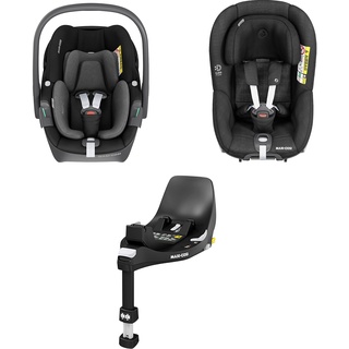 Maxi-Cosi FamilyFix 360 i-Size Basis, Pebble 360 i-Size Babyschale, Pearl 360 i-Size Kleinkindautositz Bundle - FlexiSpin-Drehung, Click & Go Installation, 0-4 Jahre, 40-105 cm, Black