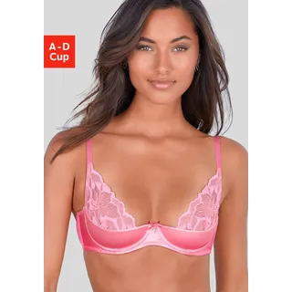 Büstenhebe LASCANA, Damen, Gr. 70, Cup D, pink, Spitze, Obermaterial: 76% Polyamid, 16% Elasthan, 8% Polyester, BHs Büstenhebe, aus edlem Satin-Material mit dezent transparenter Spitze, sexy Dessous