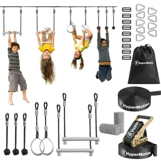Mamabrum Ninja Hindernislauf Kinder Slackline Set 7 Hindernisse, 15m Max 113kg