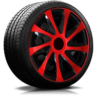 16" 16 Zoll Radkappen 04/RK Schwarz-Rot Radlenden (Farbe und Größe wählbar!)