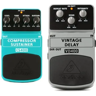 Behringer COMPRESSOR/SUSTAINER CS400 Ultimatives Dynamik-Effektpedal & VD400 Klassisches analoges Delay-Effektpedal