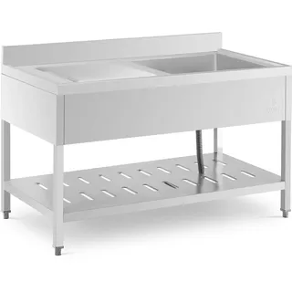 Royal Catering Spültisch 1 Becken - - Edelstahl - 140 x 70 cm