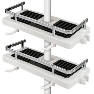 Belle Vous 2x Ablage für die Dusche - Seifenhalter ohne Bohren - Duschstangen-Aufbewahrungsregal Set - Duschablage für Dusch Stange - Ablageregal - Weiß