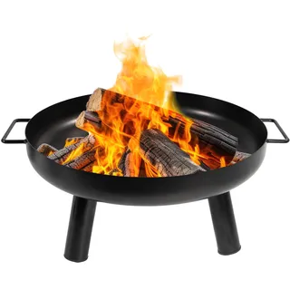 Lemodo Feuerschale 80 cm, Feuerkorb schwarz für Terrasse, Garten oder Balkon
