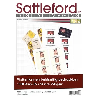 Sattleford Visitenkarten drucken: 1.000 Visitenkarten, microperforiert, Inkjet & Laser, 250g/m2, 85 x 54 (Papier perforiert, Papier für Drucker, Fotopapier Laserdrucker)