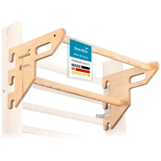 Skandika Vira Klimmzugstange Holz | Made in Germany, mit 2 Stangen, für Sprossenwand zum Einhängen, ohne Bohren oder Schrauben | Klimmzugstangen für Zuhause, Sprossenwände Zubehör (Esche/natur)