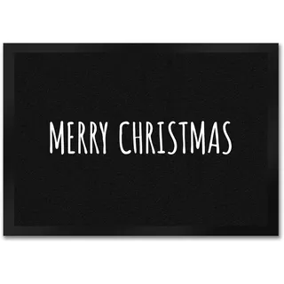 trendaffe Merry Christmas Fußmatte in schwarz-weiß Weihnachten Advent Familie Winter Stern