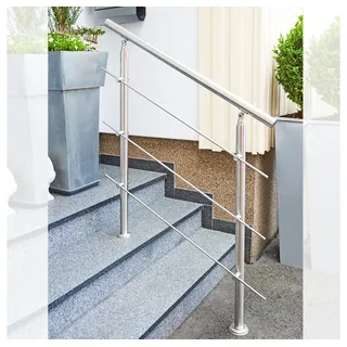 V2Aox Treppengeländer Edelstahl, Handlauf für Treppe, Balkongeländer Aufsatzmontage, Geländer 105 cm hoch, Verschiedene Längen, inkl. Montagematerial, Länge:180 cm, Anzahl Streben:0