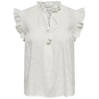 Only Blusenshirt ONLREVA LIFE S/L EMB TOP WVN NOOS Weiß XS