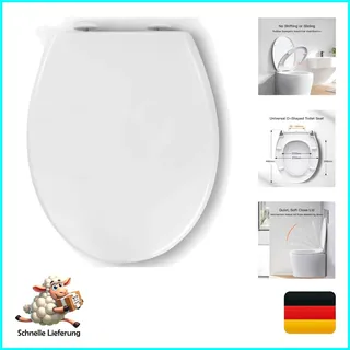 Pipishell Toilettendeckel, WC Sitz mit Absenkautomatik, Quick-Release Funktion für einfach Reinigung, O Form Weiß Toilettensitz mit Verstellbaren Scharnieren, Kunststoffversion
