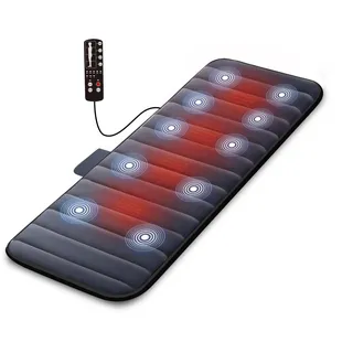 COMFIER Massagematte mit Wärmefunktion zur Ganzkörpermassage, Vibrationsmassagematte mit 10 Motoren, 2 Therapieheizkissen, 5 Massage-Modi und 3 Vibrationsstärken, Geschenk