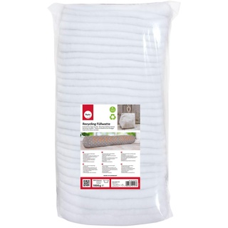 Rayher 3315400 Recycling Füllwatte in Lagen, weiß, Beutel 1kg, 100% Polyester, waschbar, allergieneutral, vegane Füllwatte