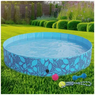 Zooprinz Hundepool inklusive drei Spielzeuge, stabil, faltbar, UV-Beständig, Schlauchanschluss, mit Reperaturkleber, für Hunde, Katzen, Kinder Ø 120 cm x 30 cm