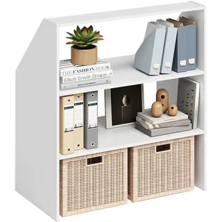 bellamio Dachschrägenregal Aland Wandregal, Bücherregal, Regal für Dachschrägen mit 3 Abstellflächen in weiß, 100 x 90 x 50 cm