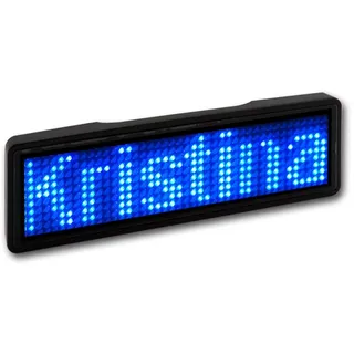 BerryBase LED Name Tag, 11x44 Pixel, USB-C - Rahmen: schwarz, - LED: blau