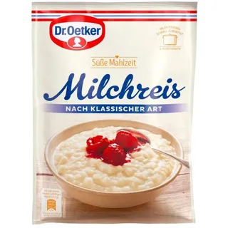 Dr. Oetker Süße Mahlzeit Milchreis nach klassischer Art, 125 g Milchreis-Mischung für einen Klassik Milchreis. Eine einfache und schnelle Zwischenmahlzeit (Packung mit 6)
